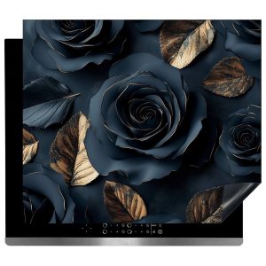 Inductie Beschermer - Afdekmat - Elegant Donker Goud Bloem