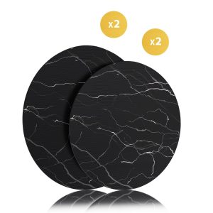 Inductie Beschermer Set Marmer – 4 Stuks | 2 Maten – Anti-Kras & Anti-Slip