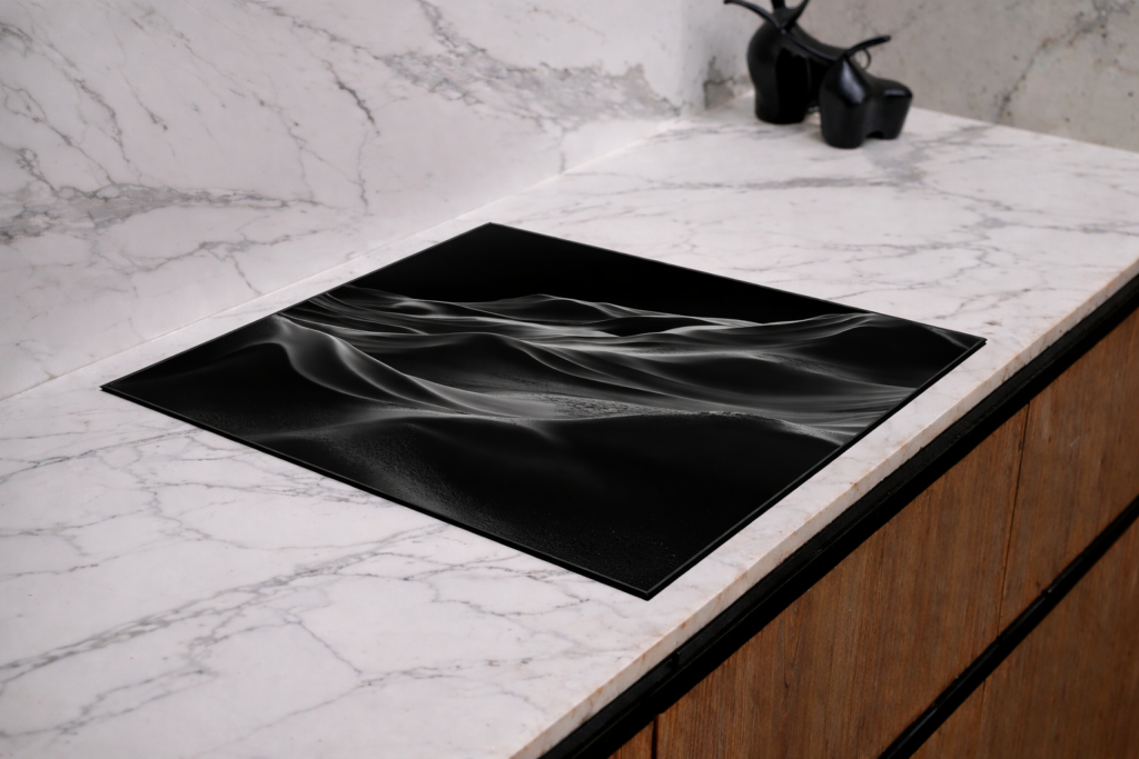 Zwarte afdekplaat met rook design